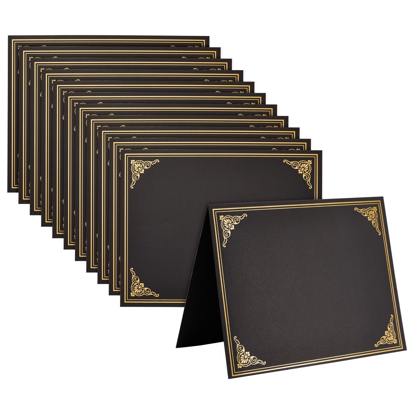 Best Paper Greetings Certificate Holders 12-Pack - 8.5 x 11 Inch, Black with Gold Foil - Diploma Holder & Award Frame for Employee Recognition & Certifications - Document Presentation & Protection
