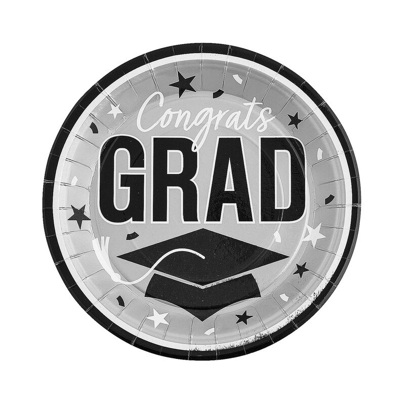 9" Graduation Party Congrats Grad Round Paper Dinner Plates 25 Ct.
