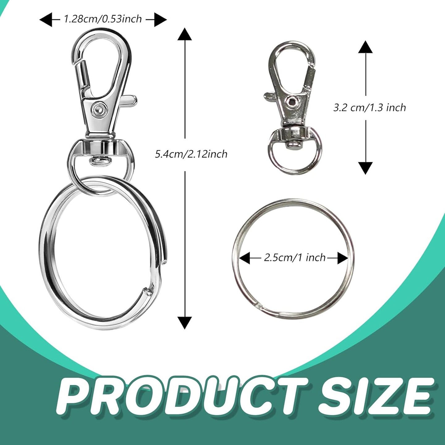 68PCS Swivel Snap Hooks with Key Rings, Metal Lobster Claw Clasp, 34PCS Keychains Clips Hooks and 34PCS Key Chain Rings, Silver