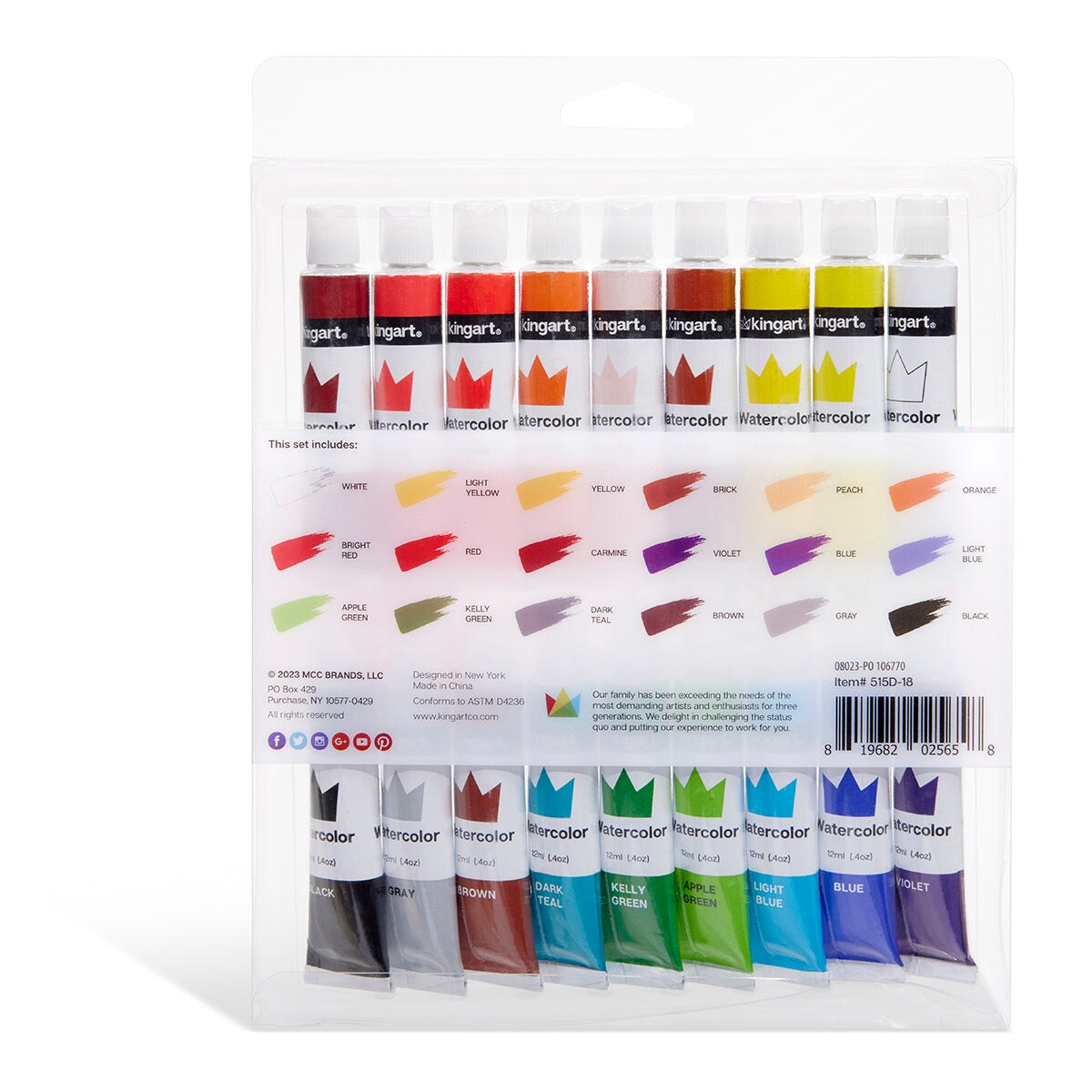 KINGART&#xAE; Watercolor Paint Set 18 Colors