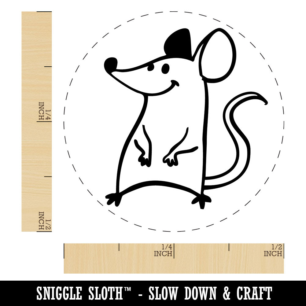 Cheerful Positive Delightful Cartoon Mouse Rat Self-Inking Rubber Stamp for Stamping Crafting Planners