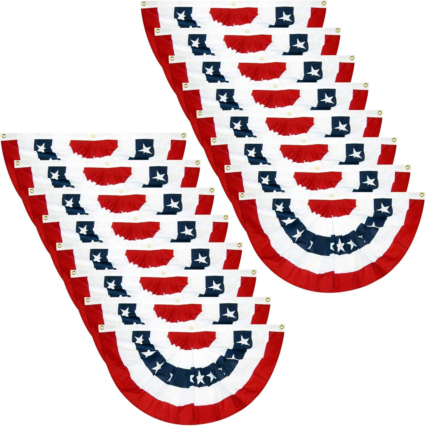 16-Piece USA Patriotic Pleated Fan Flags – 3 x 1.5 ft American Flag Bunting with Stars and Stripes for Memorial Day, 4th of July, and Labor Day Decorations