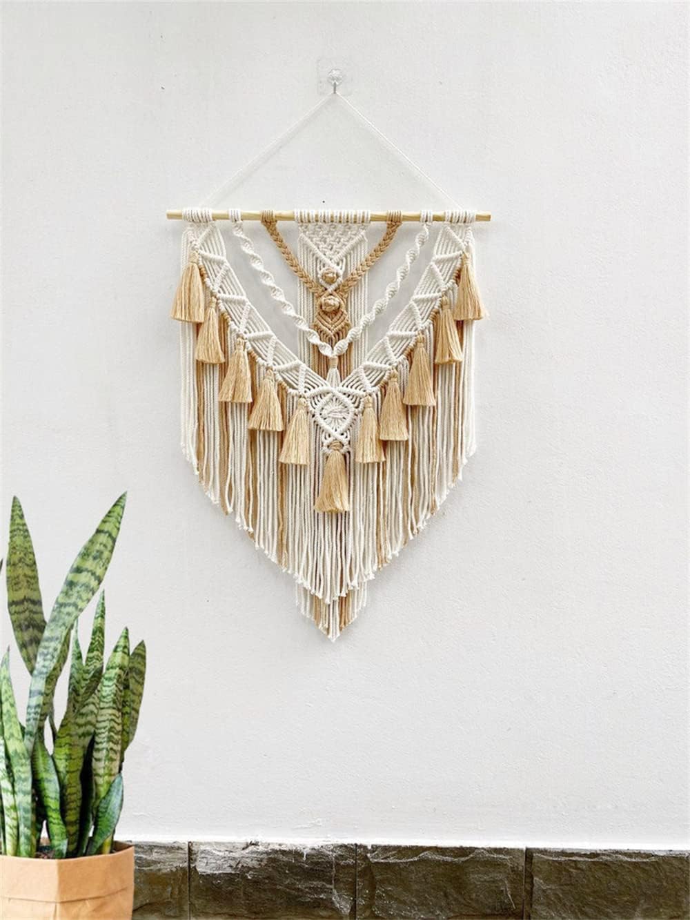 Hanging Macrame Tapestry Woven Boho Wall Art Handmade Macrame Tapestry Home Wall Decor Wall Pediment
