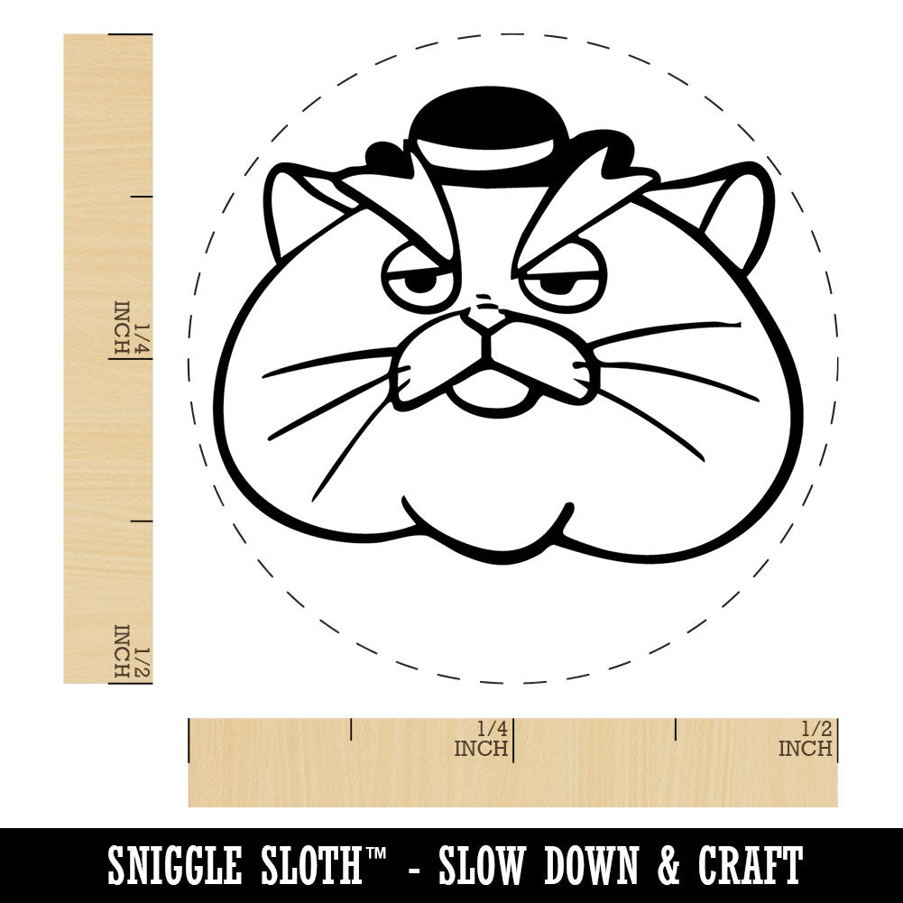 Fat Mobster Cat with Bowler Hat Self-Inking Rubber Stamp for Stamping Crafting Planners