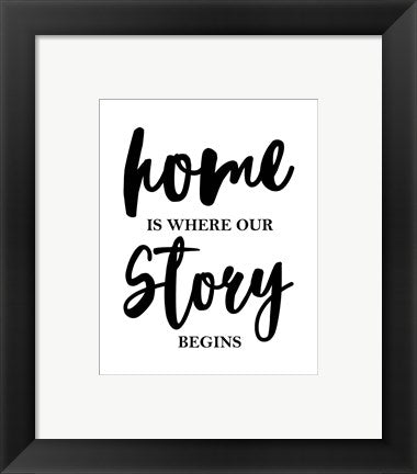 Framed Art Home Is Where Our Story Begins-Script Wall Decor 18x24 Artwork