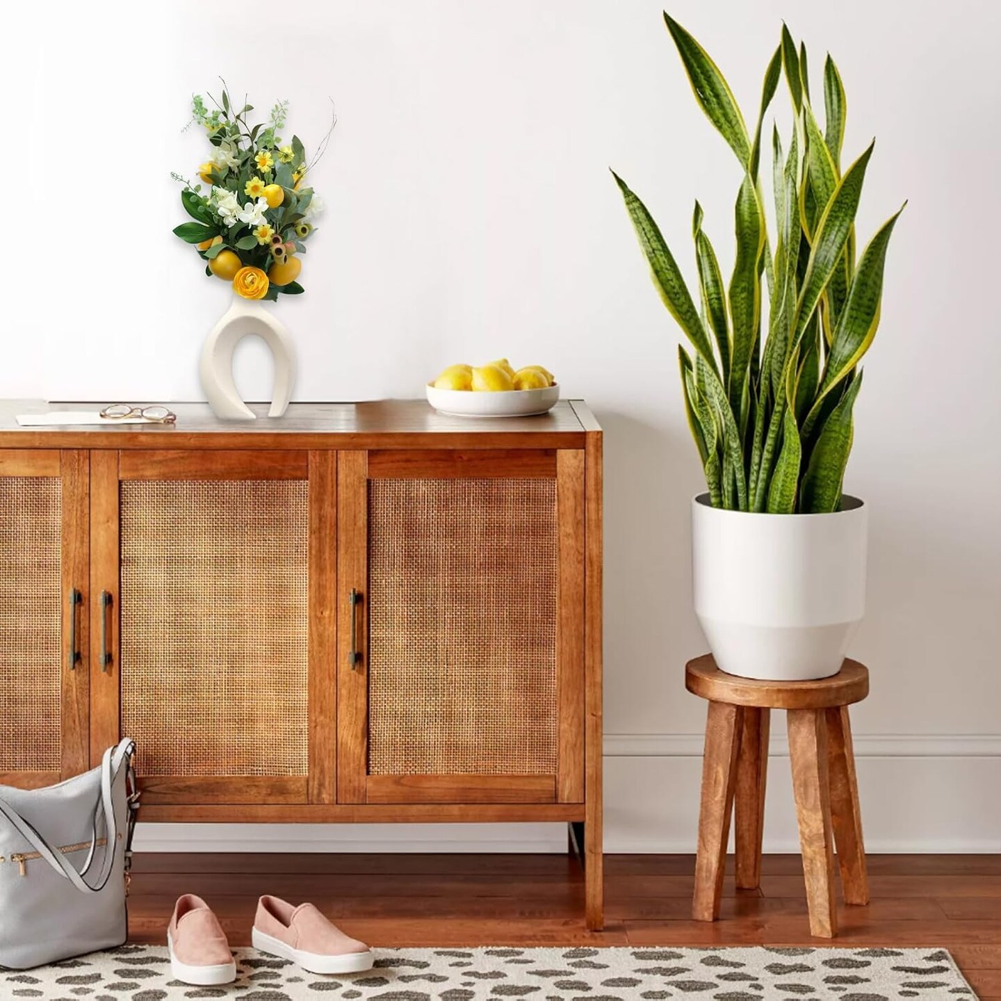 3pcs Artificial Lemon Stems with Green Leaves, Faux Yellow Lemon Tree Branches, Spring Floral Picks for Home, Kitchen, Table, Party, or Vase Décor