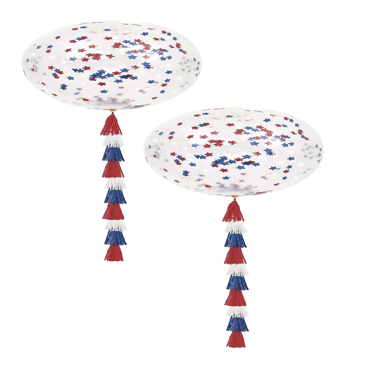 Clear Patriotic Confetti Filled Latex Balloon with Tassel Tail