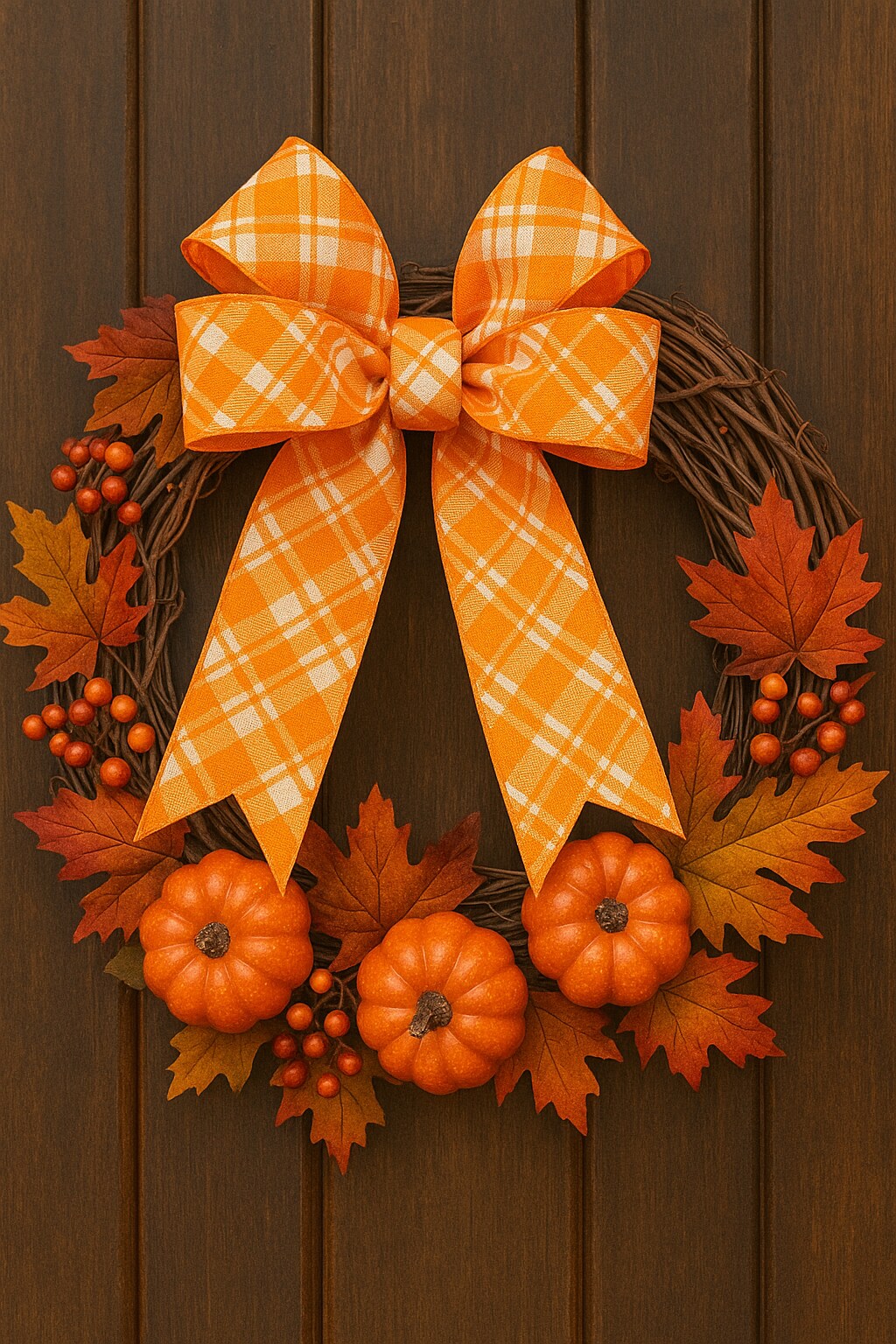 Designer's Shop WR 63-5217 2.5” x 10 yard Holiday Orange and White Plaid wired edge ribbons