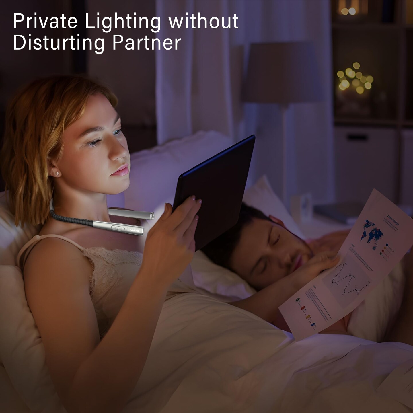 LED Neck Reading Light Rechargeable, Book Light for Reading in Bed, 3 Colors &#x26; 5 Brightness Adjustable, Long Lasting. Great for Knitting, Camping &#x26; Repairing