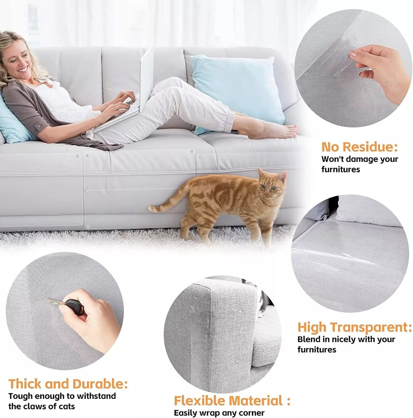 10x Cat Furniture Scratch Guards Couch Protector Anti-Scratch Deterrent Pad Tape