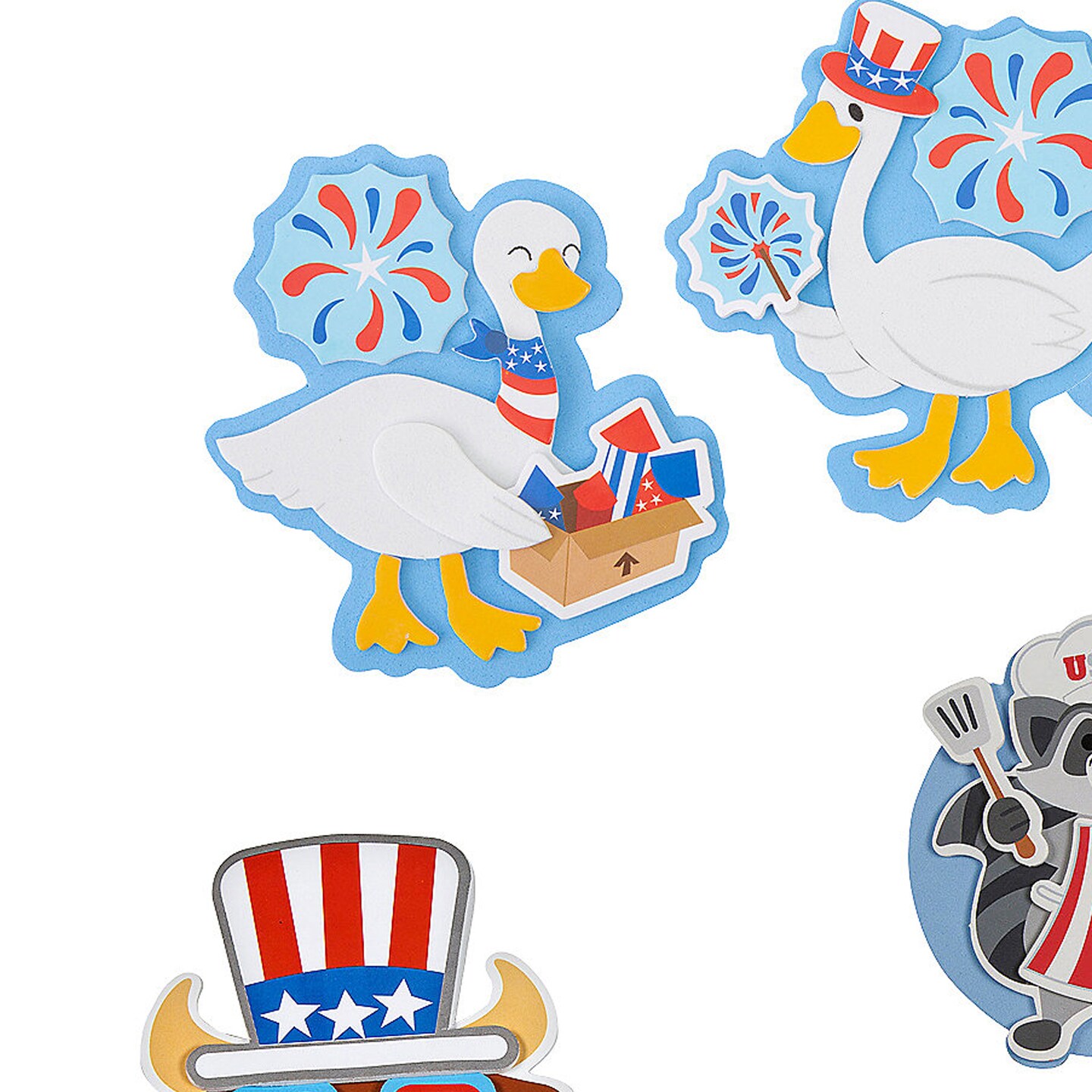 Patriotic 4th of July Animal Magnet Foam Craft Kits Assortment 36 Pieces