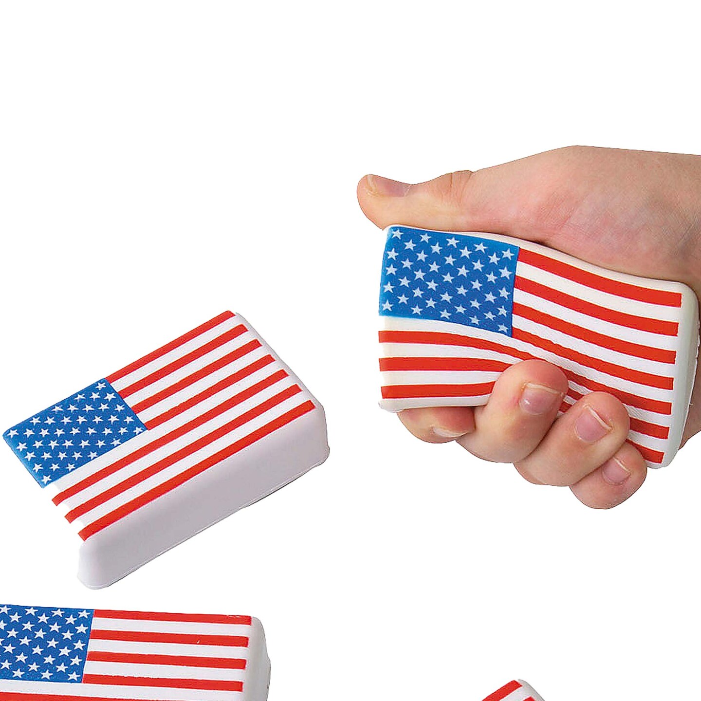 3" x 1 3/4" American Flag Red, White & Blue Foam Stress Toys 12 Pieces