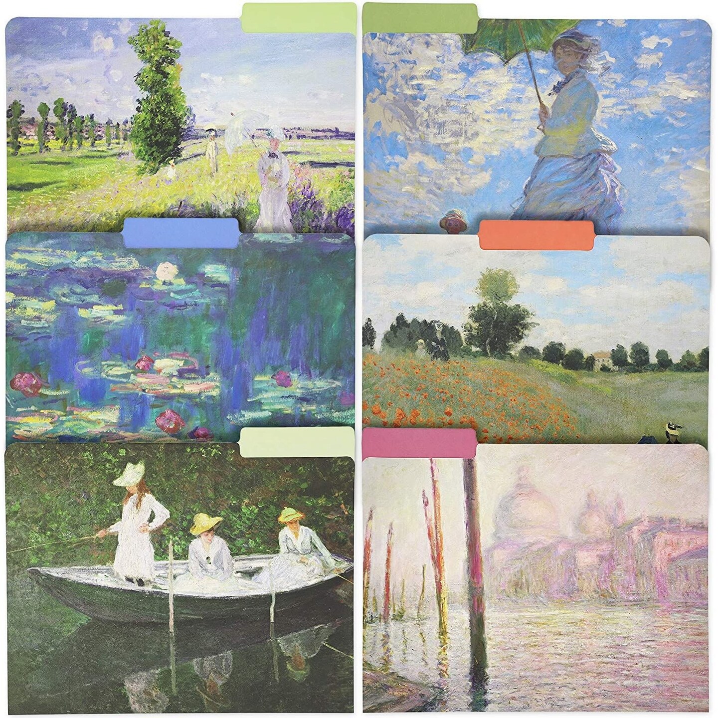 The Gifted Stationery File Folder - Letter Size, 12 Pack, Monet Design, 1/3 Cut Tabs - Decorative File Folders for Office & School Supplies