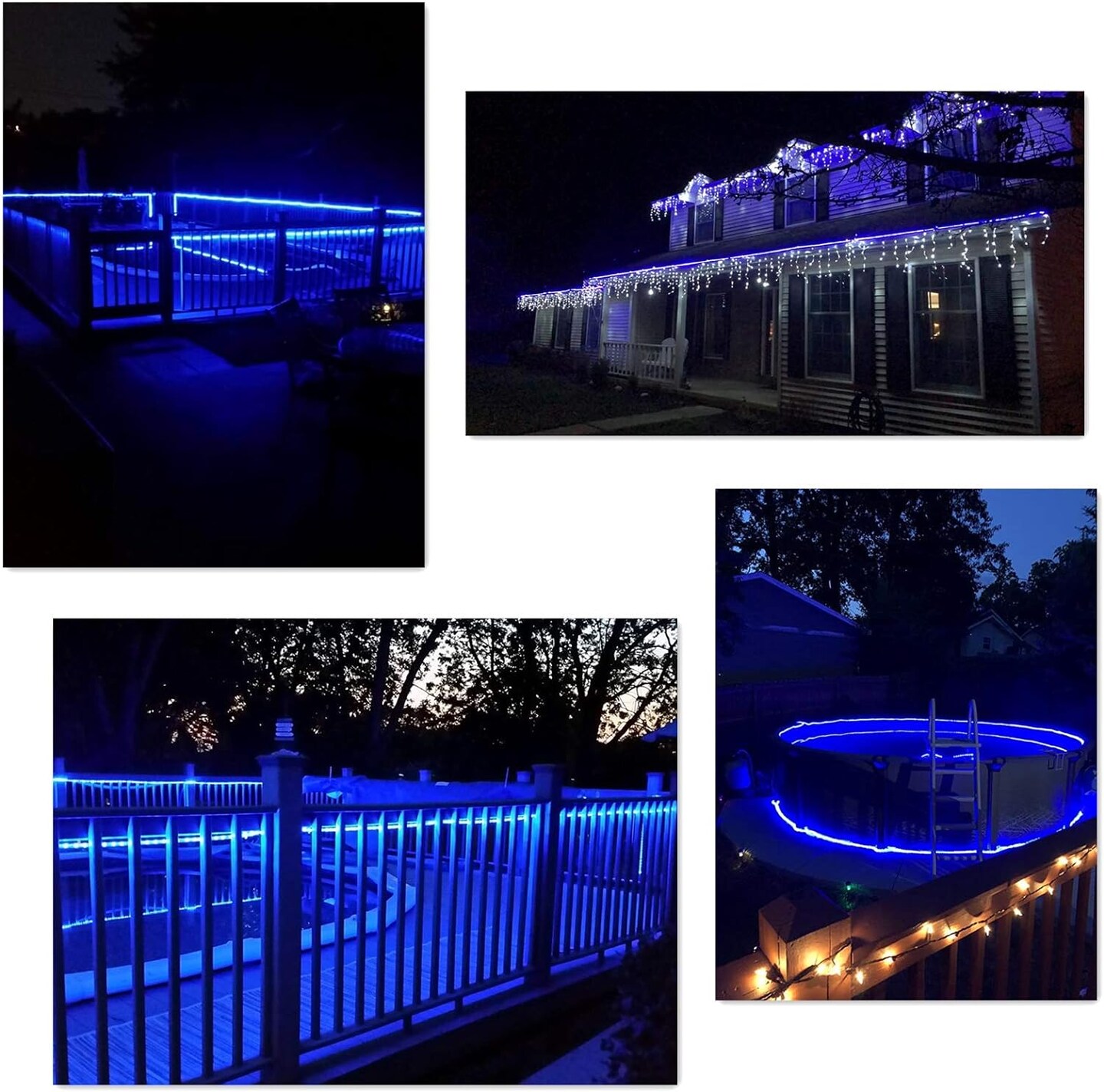 100Ft Blue LED Rope Lights, Outdoor String Lights Waterproof Decorative Lighting for Indoor/Outdoor, Camper Lights for Outside, Deck, Patio, Eaves, Backyards Garden, Christmas Decorations