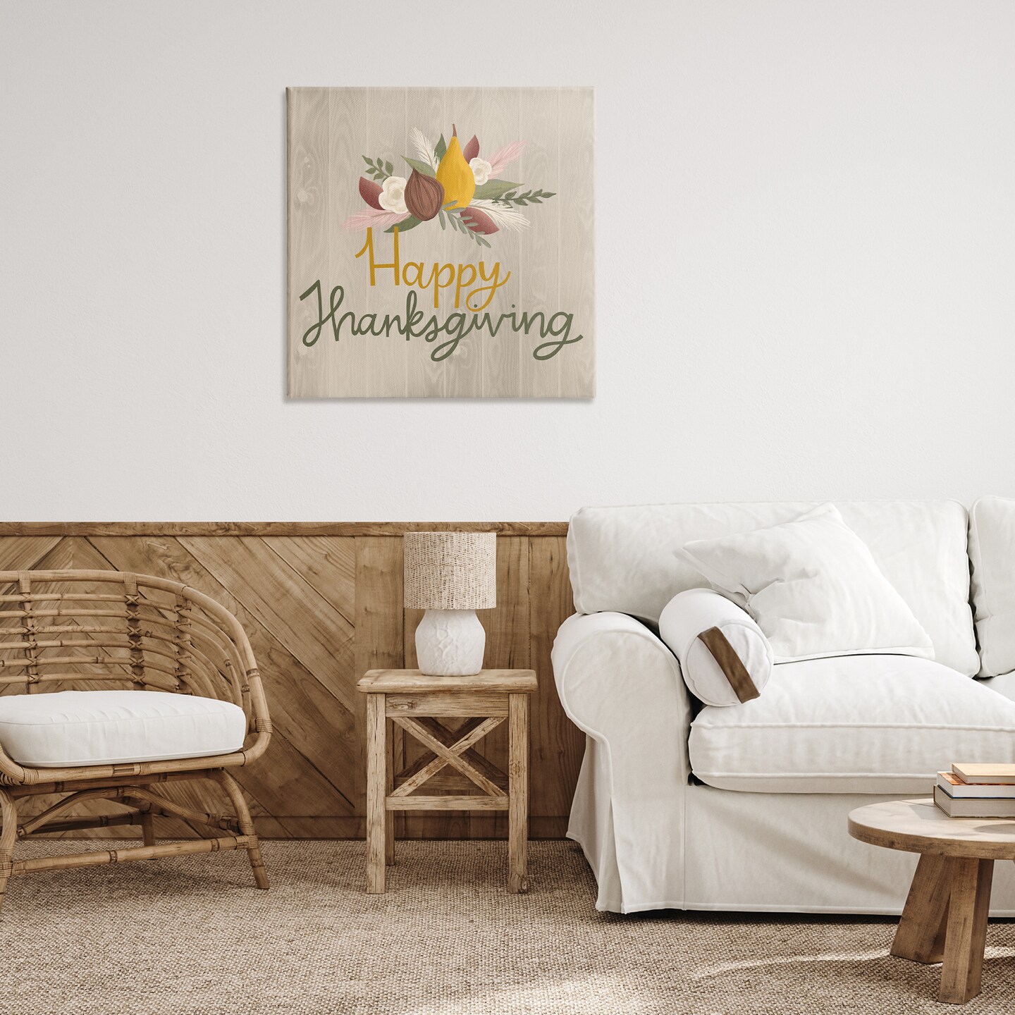 Stupell Industries Happy Thanksgiving Rustic Harvest Canvas Design by Mandy Ford Art + Illustration