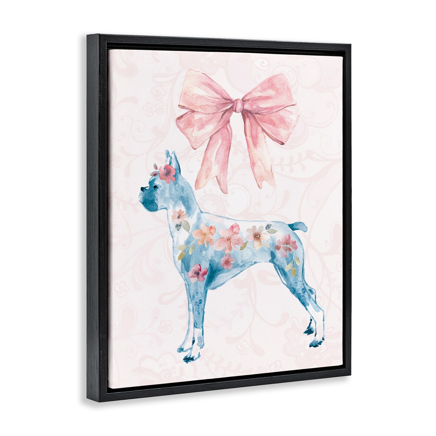 Stupell Industries Trendy Floral Dog Floating Frame Design by Carol Robinson