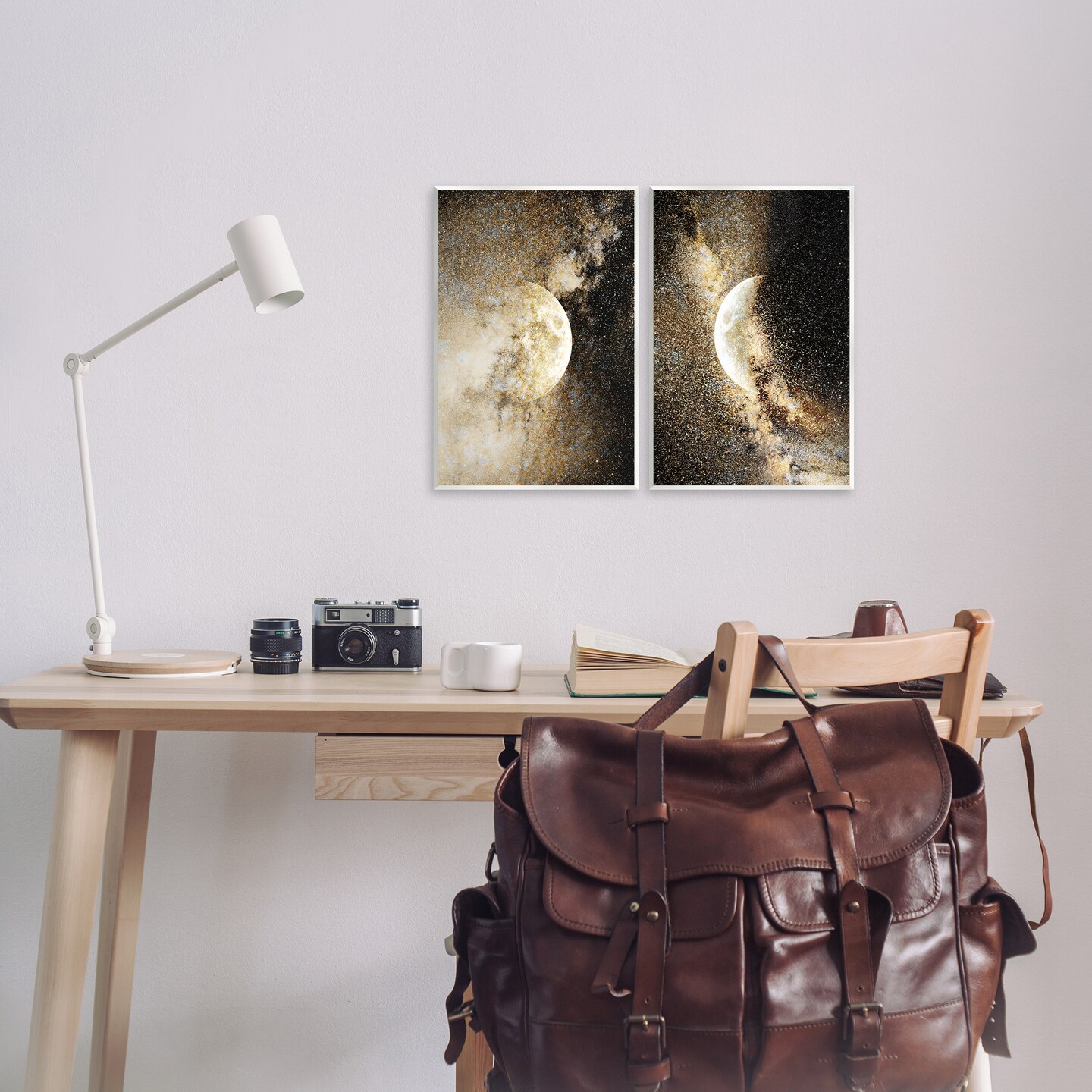 Stupell Industries Moons with Starry Nebulas 2pc Wall Plaque Set Design by Gemma Bardot