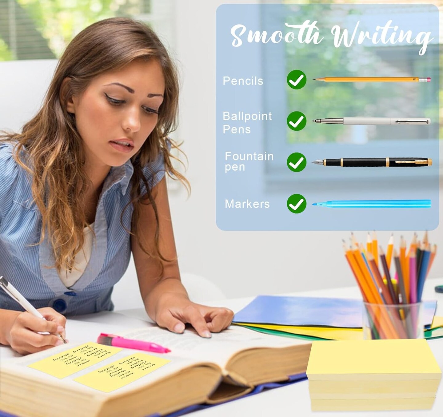12 Pads Large Sticky Notes Yellow,3 x 5&#x27;&#x27; Self-Stick Notes Pads Recyclable,100 Sheets/Pad Super Sticking Power 76x127mm,1200 Sheets Clean Removal Sticky Notes Easy to Post for Note Taking,to Do Lists