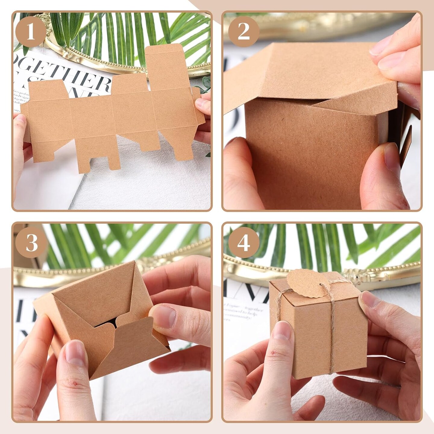 50PCS Gift Boxes, Kraft Paper Favor Boxes with DIY Tags for Wedding Bridal Shower Birthday Party