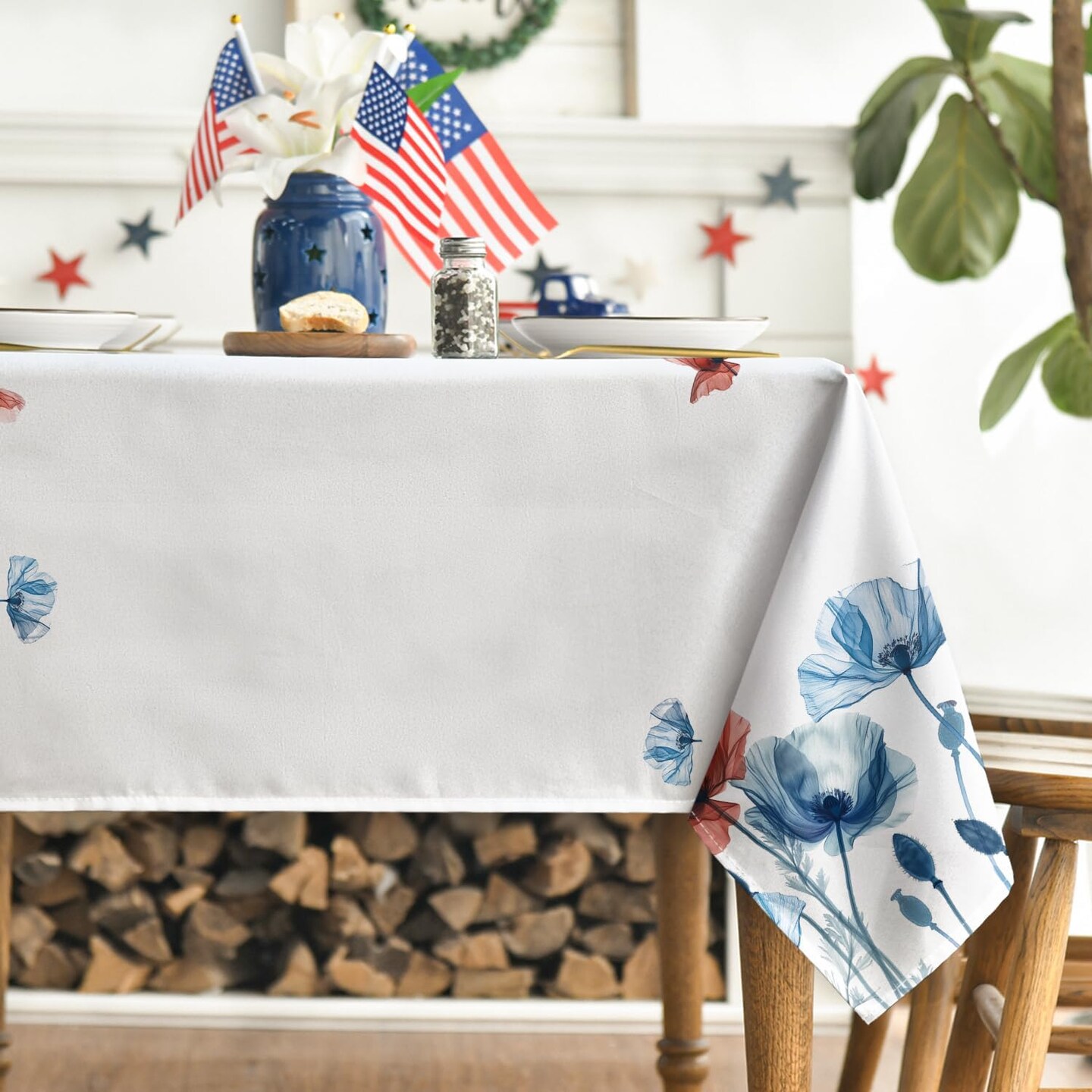 4th of July Tablecloth 60&#xD7;84 Inch Rectangular