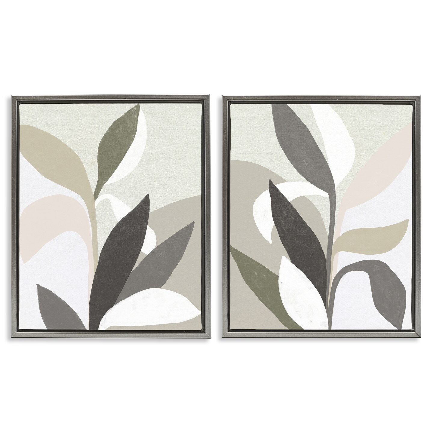 Stupell Industries Neutral Leaf Shapes 2pc Floating Frame Set Design by June Erica Vess
