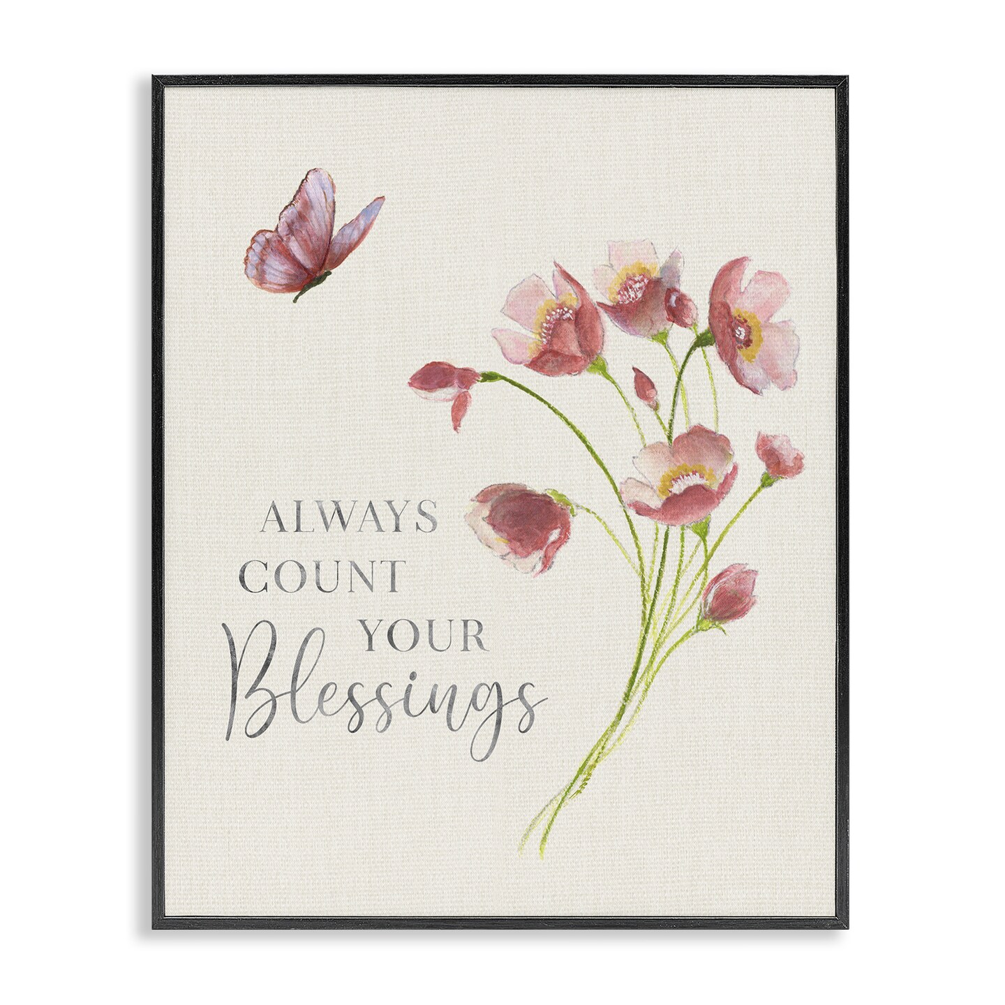 Stupell Industries Count Your Blessings Florals Framed Giclee Design by Janet Tava