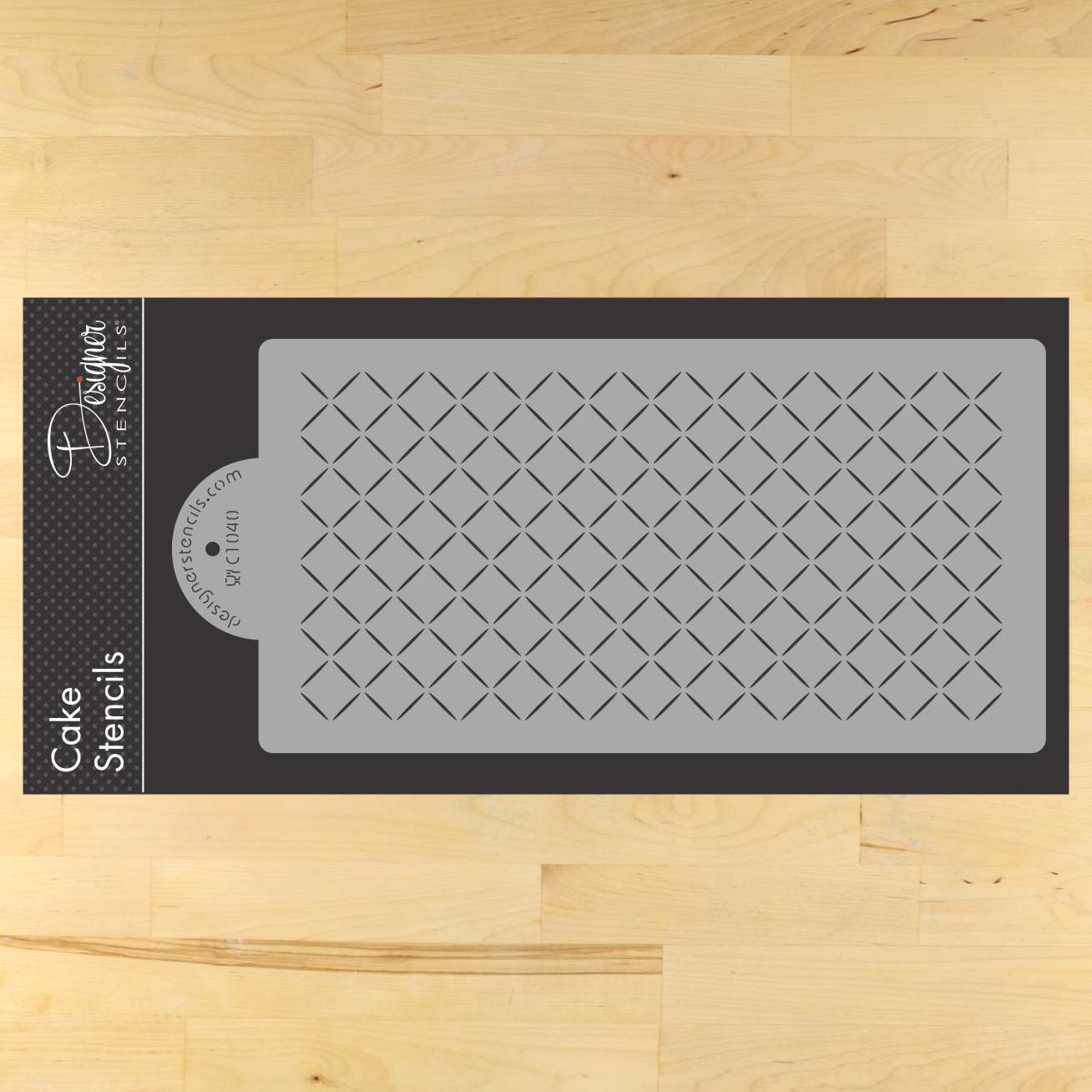 Zoe Clark (2 cm) Diamond Netting Cake Stencil Side | C1040 by Designer Stencils | Cake Decorating Tools | Baking Stencils for Royal Icing, Airbrush, Dusting Powder | Reusable Plastic Food Grade Stencil for Cakes | Easy to Use &#x26; Clean Cake Stencil