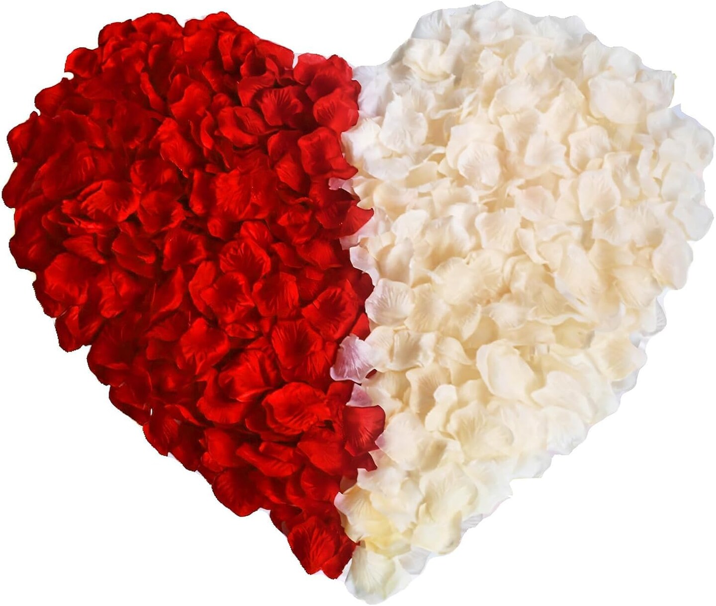 2000-Piece Artificial Silk Rose Petals – Red & White Fake Rose Petals for Romantic Nights, Weddings, Proposals, Anniversaries, Parties, and Event Decorations