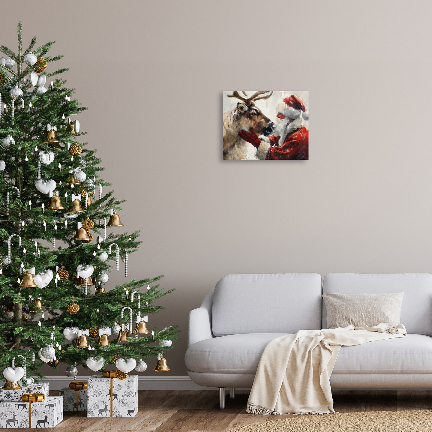 Stupell Industries Traditional Santa & Reindeer Canvas Design by Arlington Prints