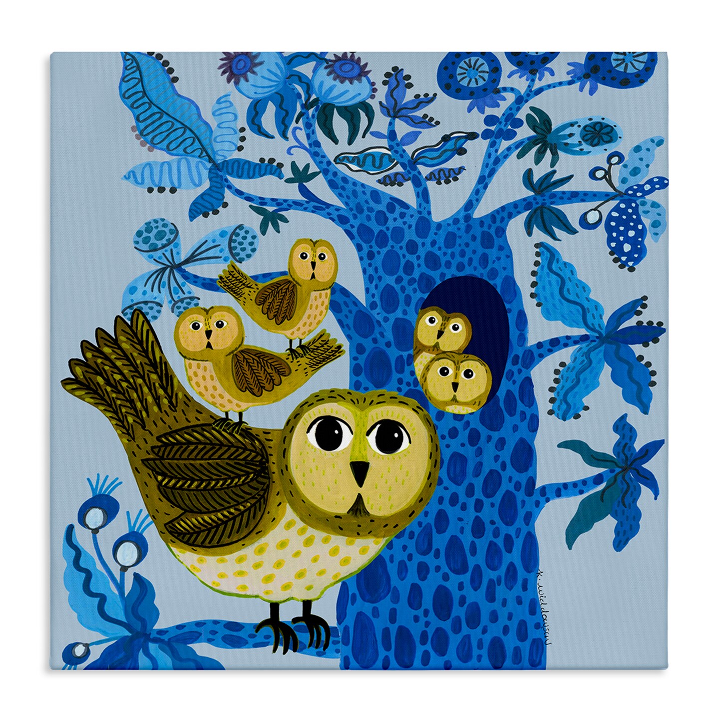 Stupell Industries Playful Owls in Tree Canvas Design by Kay Widdowson