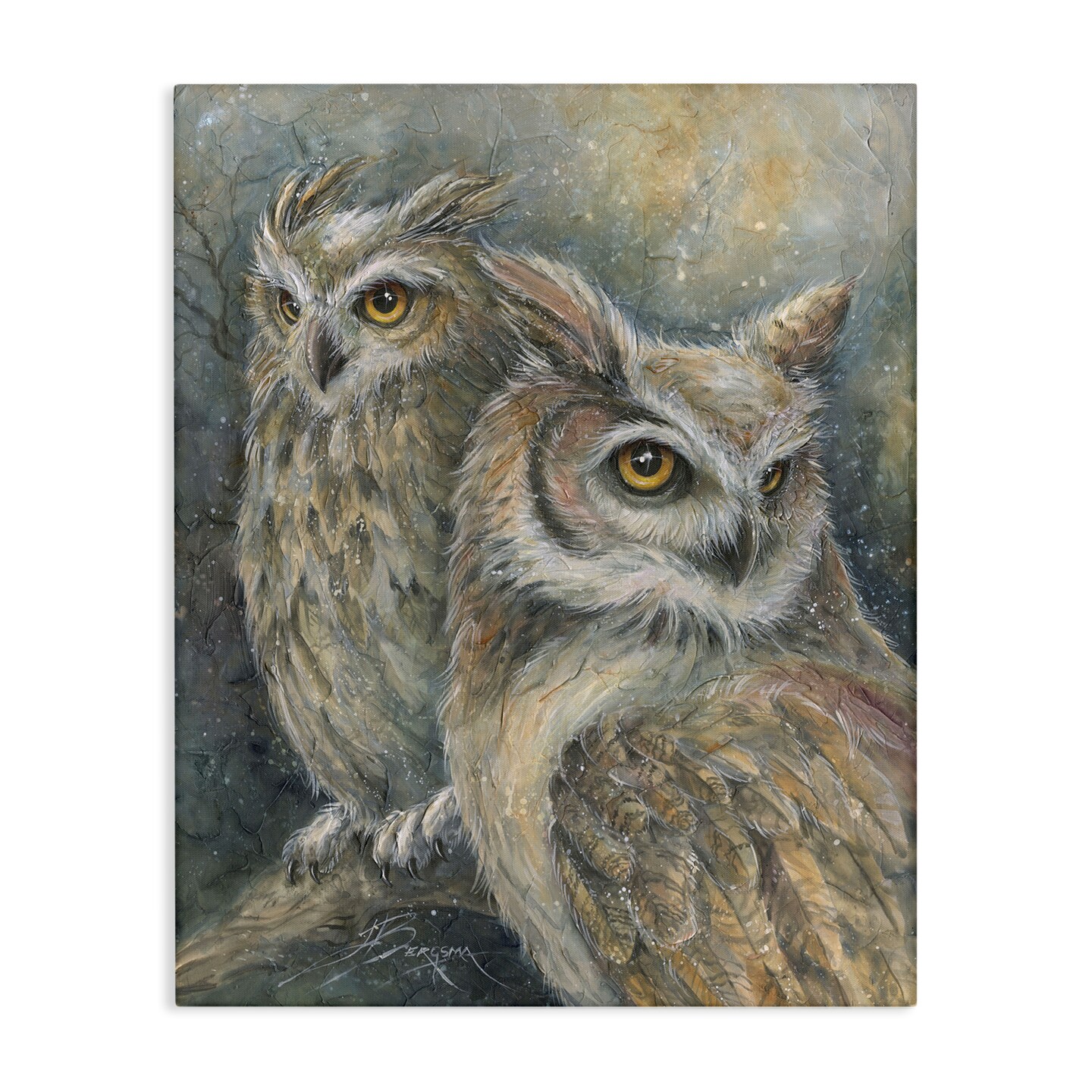 Stupell Industries Neutral Feathered Owl Pair Canvas Design by Jody Bergsma