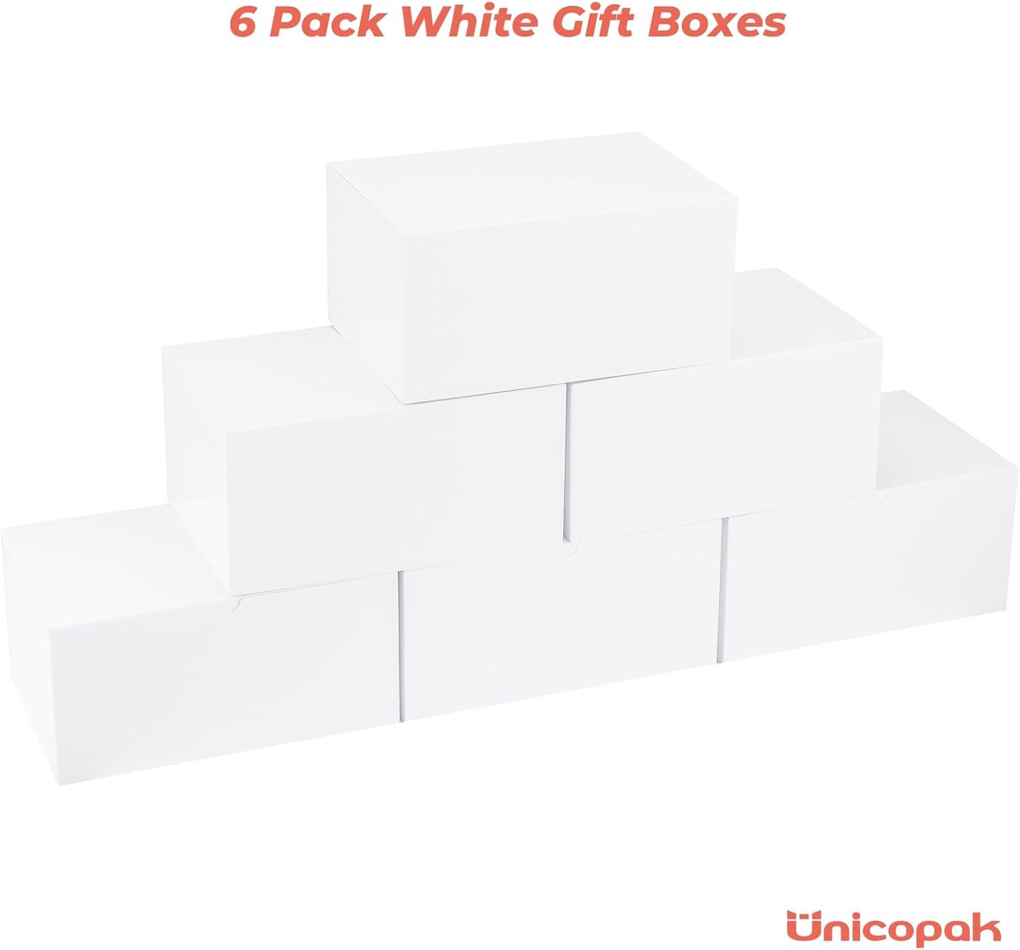 6 Pack 9x6x4 Gift Boxes White Gift Boxes with Lids for Presents White Boxes Bulk for Gifts