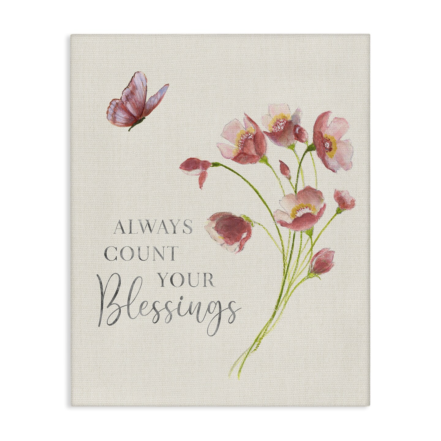 Stupell Industries Count Your Blessings Florals Canvas Design by Janet Tava