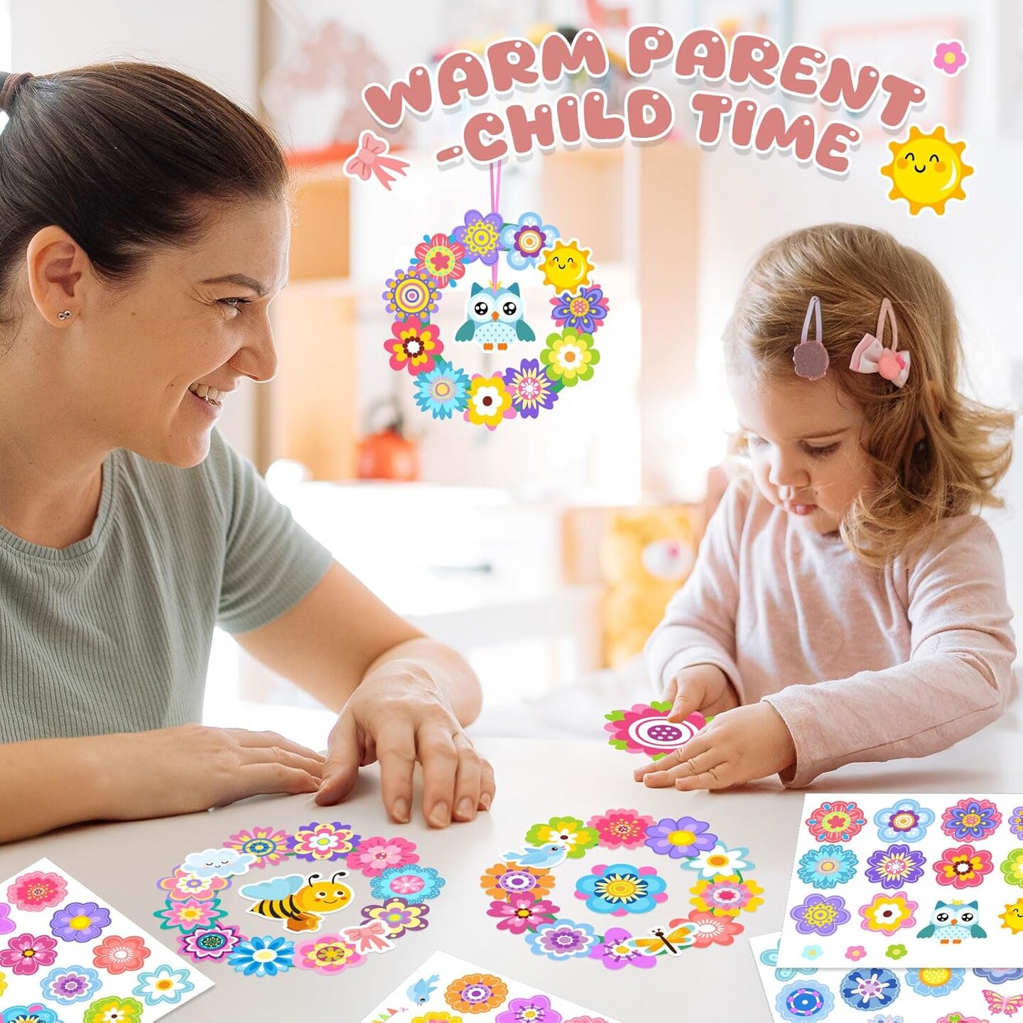 25Sets Spring Wreath Craft Kits DIY Wreath Hanging Ornaments DIY Bee Pattern Crafts