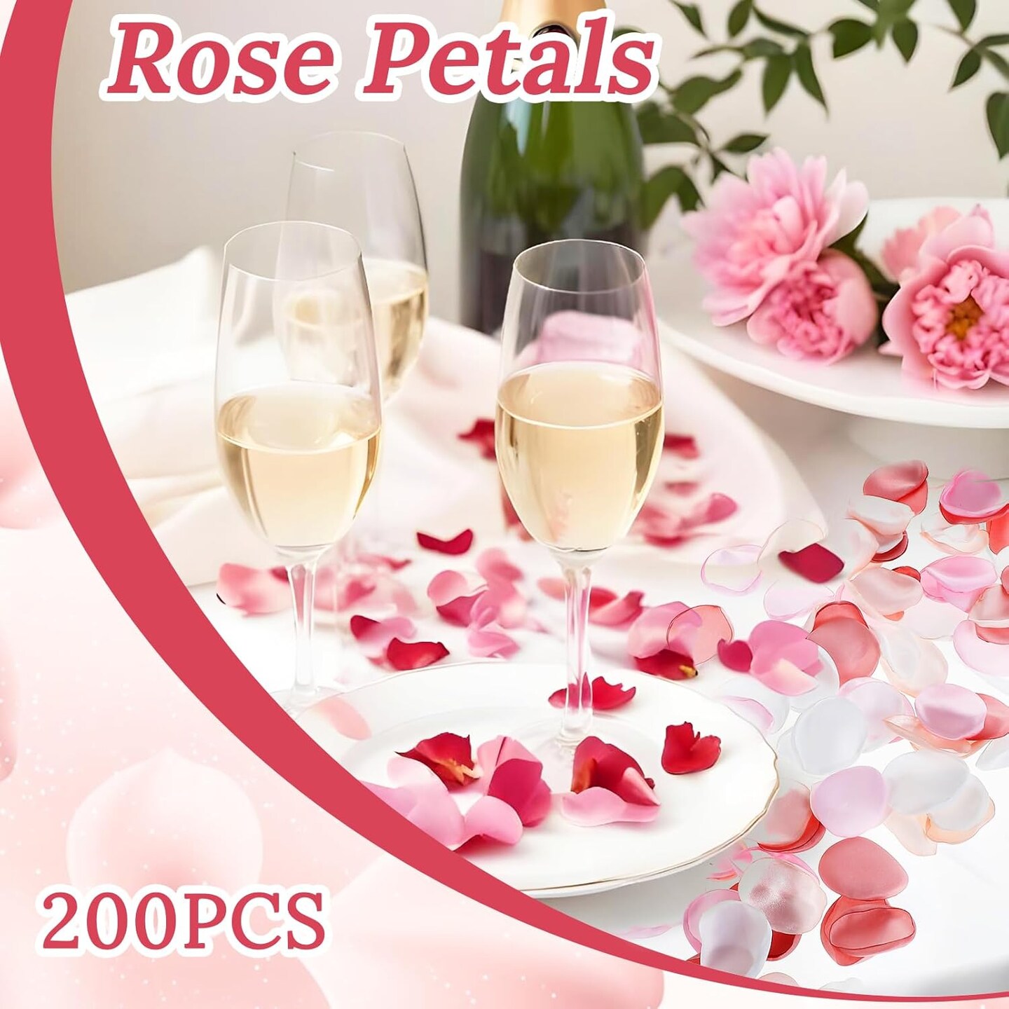 200 Pcs Artificial Silk Rose Petals, Bulk Silk Flower Petals for Wedding Decor Basket Wedding Aisle Runner Bridal Shower Valentine&#x27;s Day Romantic Night Decoration