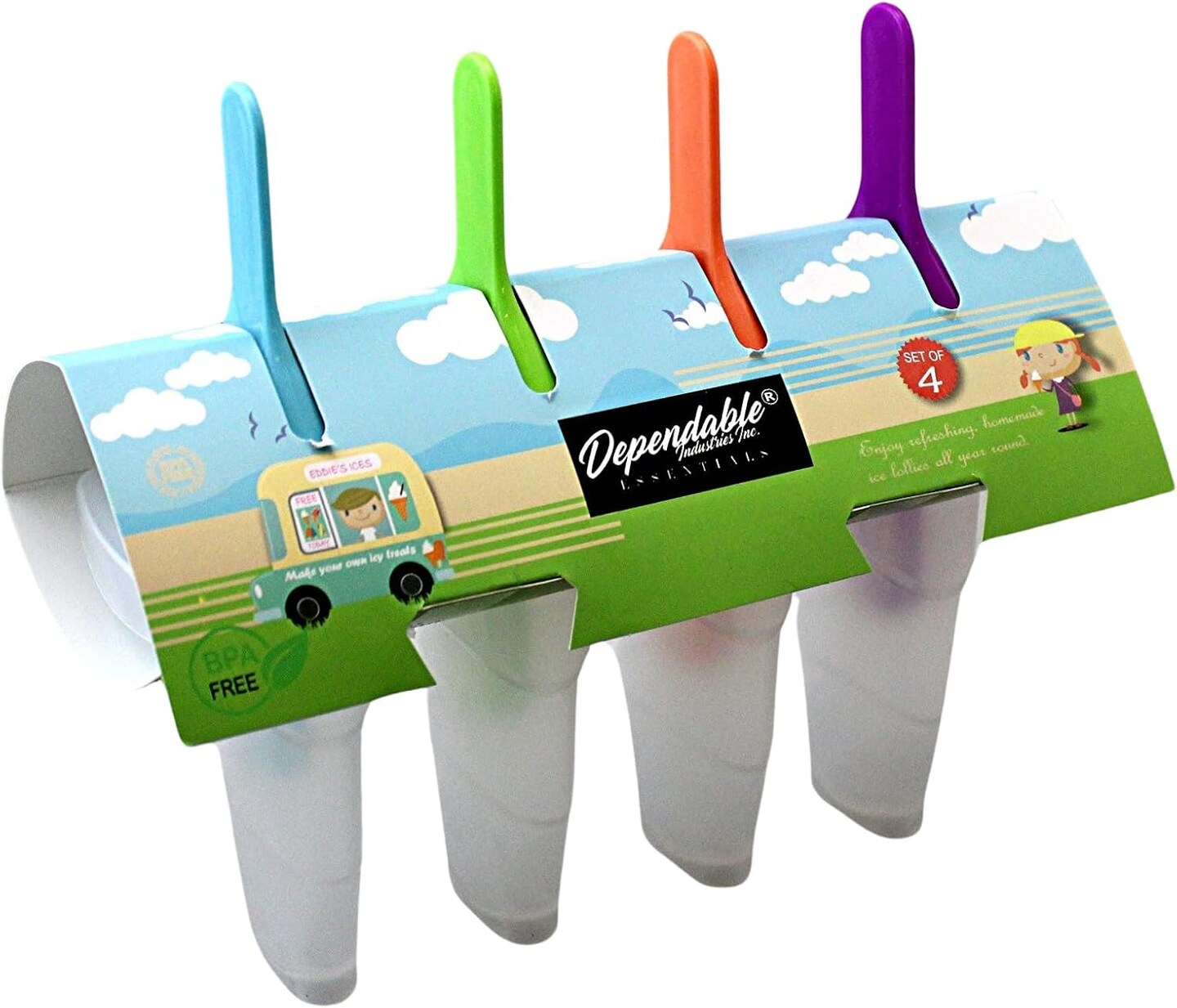 Reusable Ice Lolly Popsicle Maker with Straw – BPA-Free DIY Frozen Treat Molds, No-Spill Drip Guard, Quick Freeze & Dishwasher Safe (Mixed Colors)