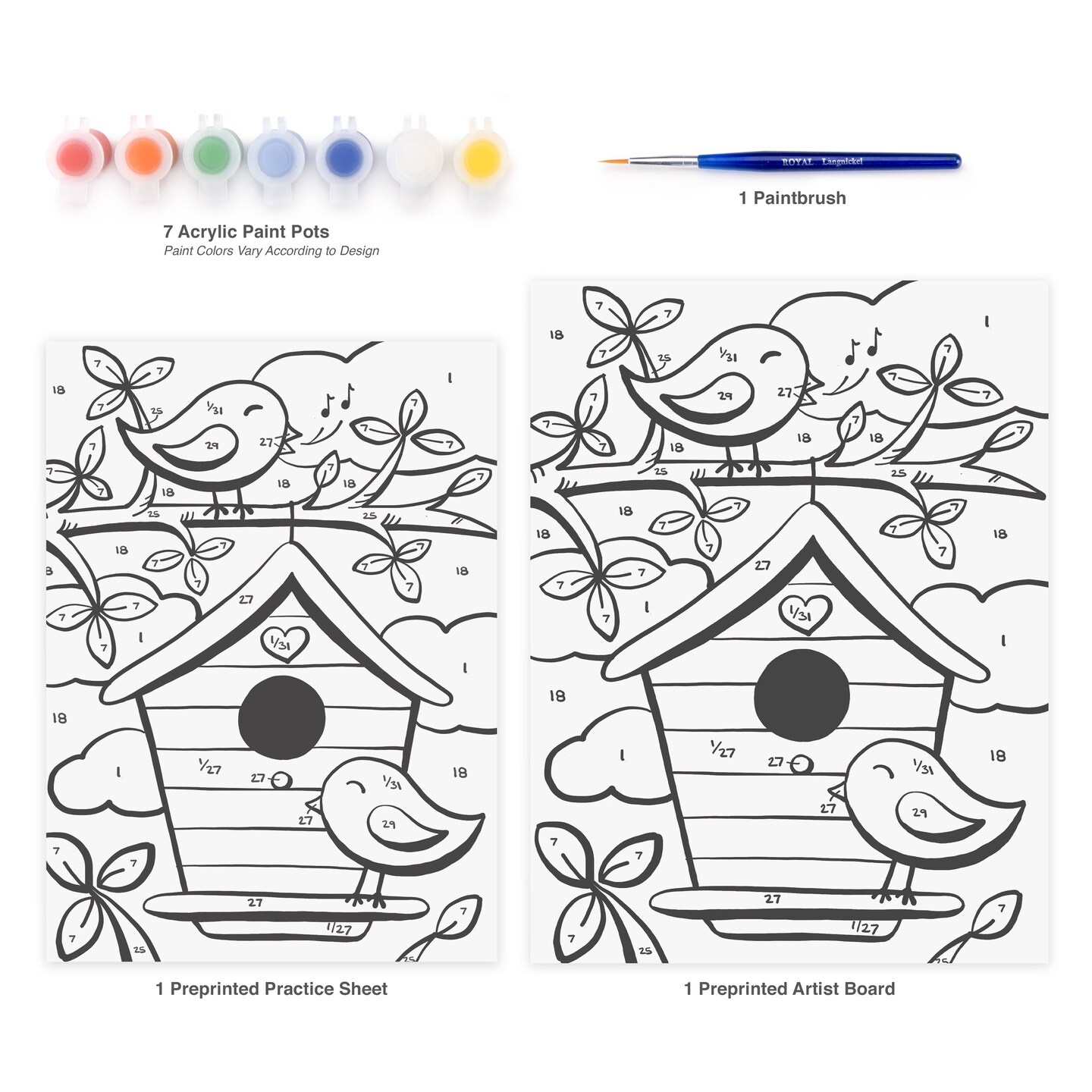 MFP17 | Painting by numbers&#x2122; Children&#x27;s 10pc 8.75&#x22; x 11.75&#x22; Singing Birds Painting Project