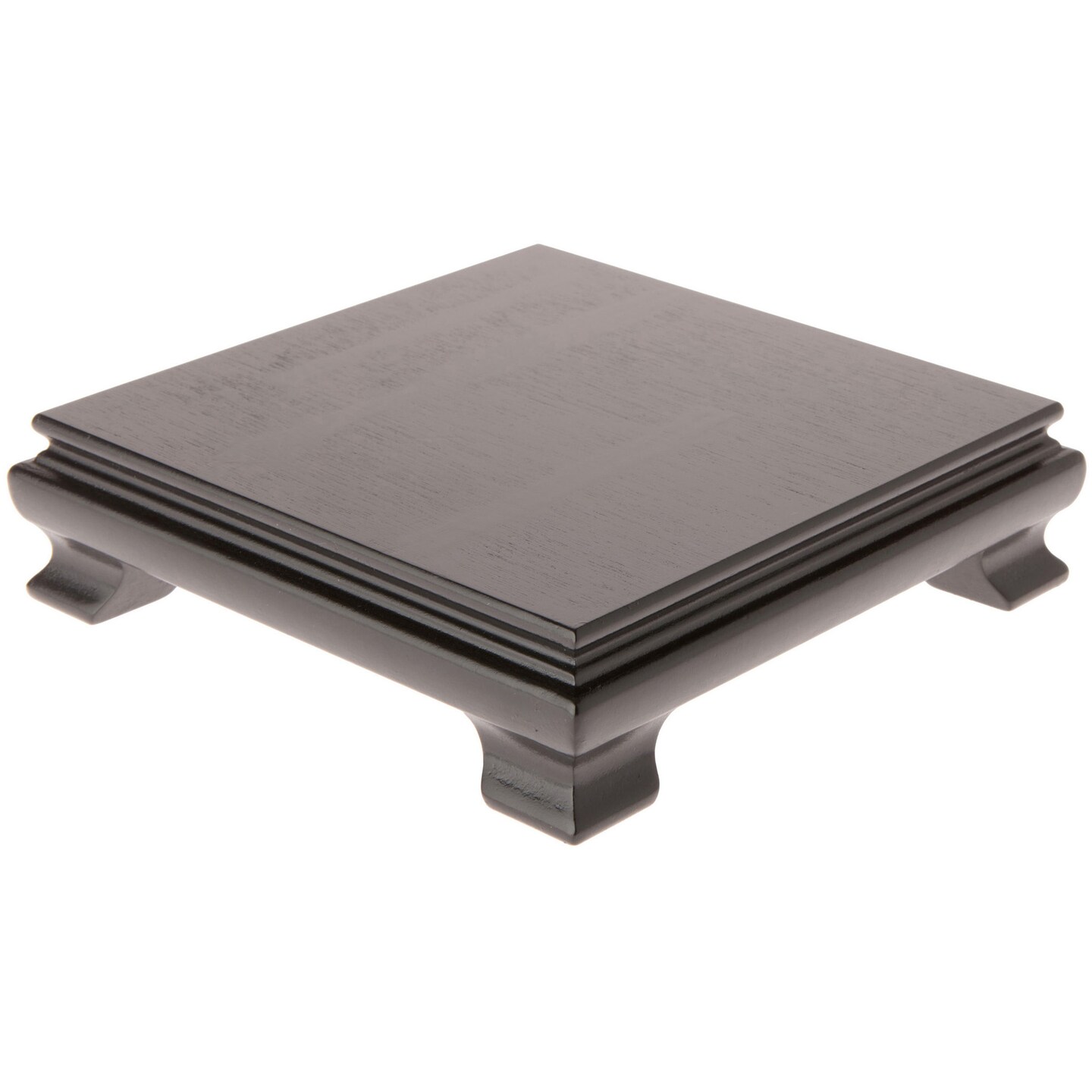 Plymor Black Square Wood Veneer Footed Display Base, 6.5" W x 6.5" D x 1.75" H (6" x 6" Display Area)