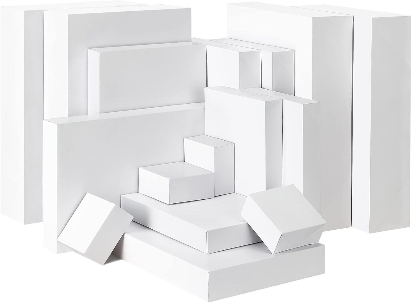 16 Pack Gift Boxes with Lids White Gift Boxes Bulk for Presents, Assorted Sizes for Wrapping Gifts, Bridesmaid Proposal Boxes Clothes Holidays Birthday
