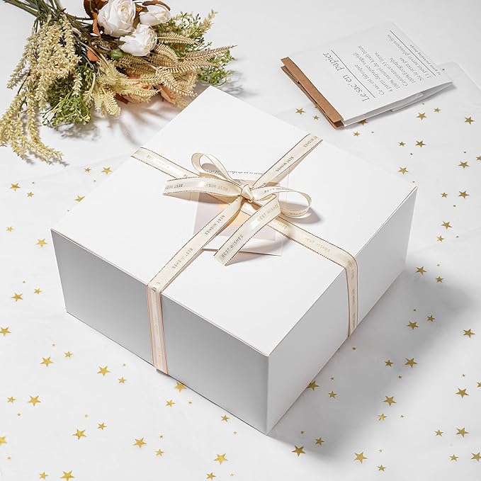 Gift Boxes with Lids 10x10x5 Inches 10 Pack Bridesmaid Proposal White Cardboard Gift Box for Presents, Christmas, Wedding, Graduation, Holiday, Birthday Craft Present Packaging