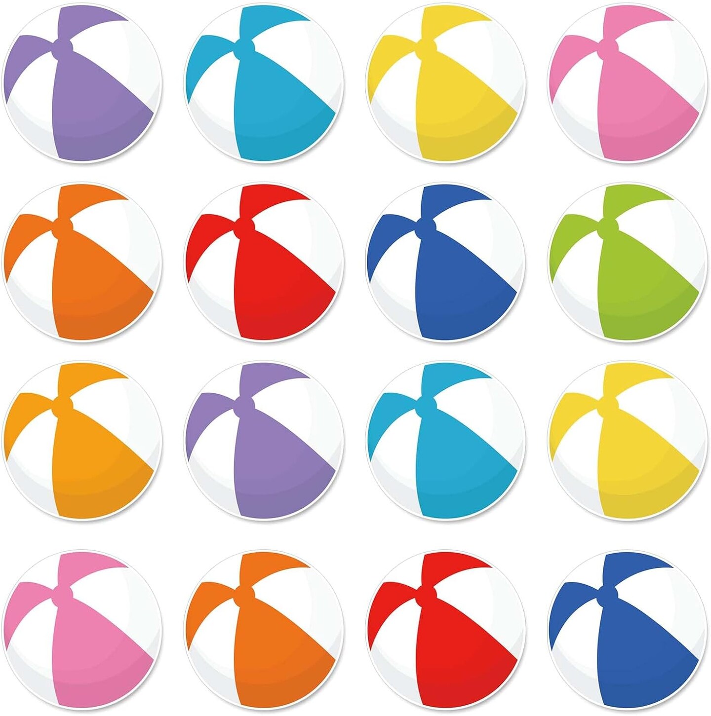45Pcs Summer Cutouts Colorful Beach Ball Paper Cut-Outs 9 Colors Pool Ball Bulletin Board Decor with 100Pcs Glue Points for DIY Art Craft Wall Home Party