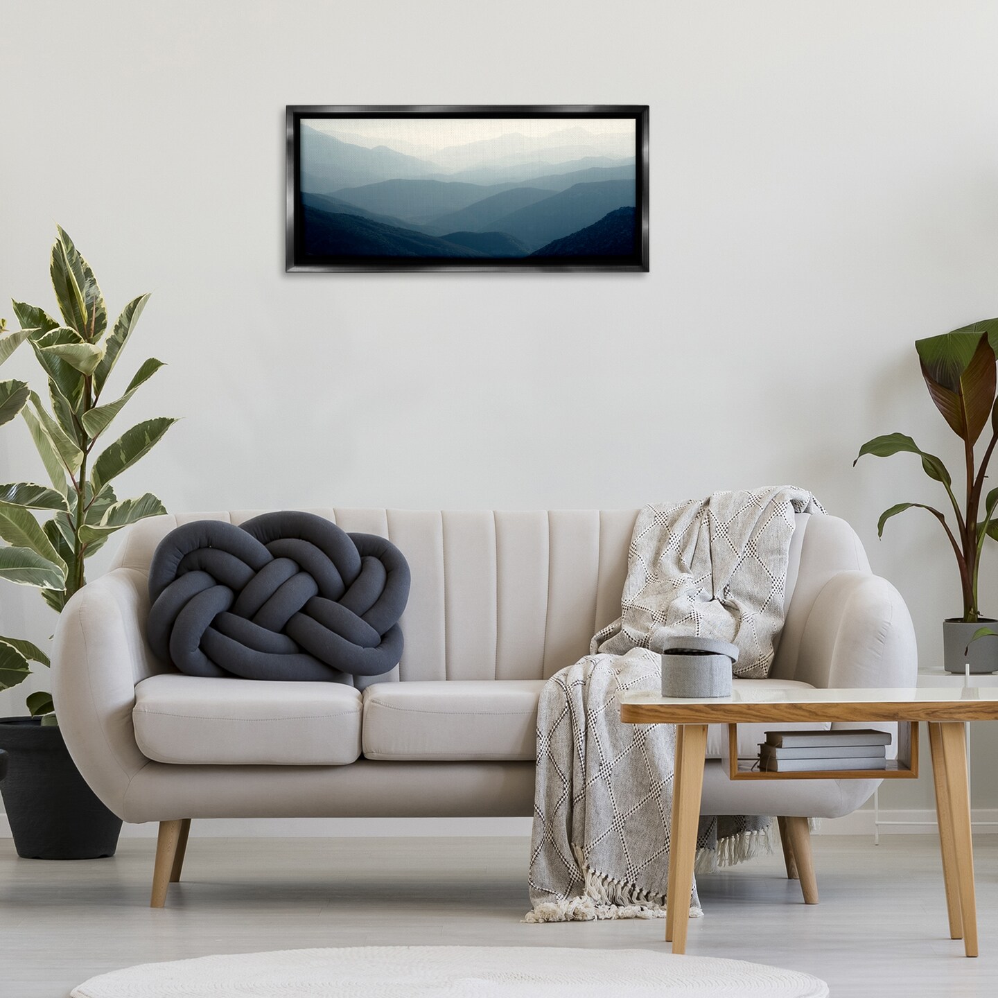 Stupell Industries Foggy Blue Mountains Floating Frame Design by Gemma Bardot