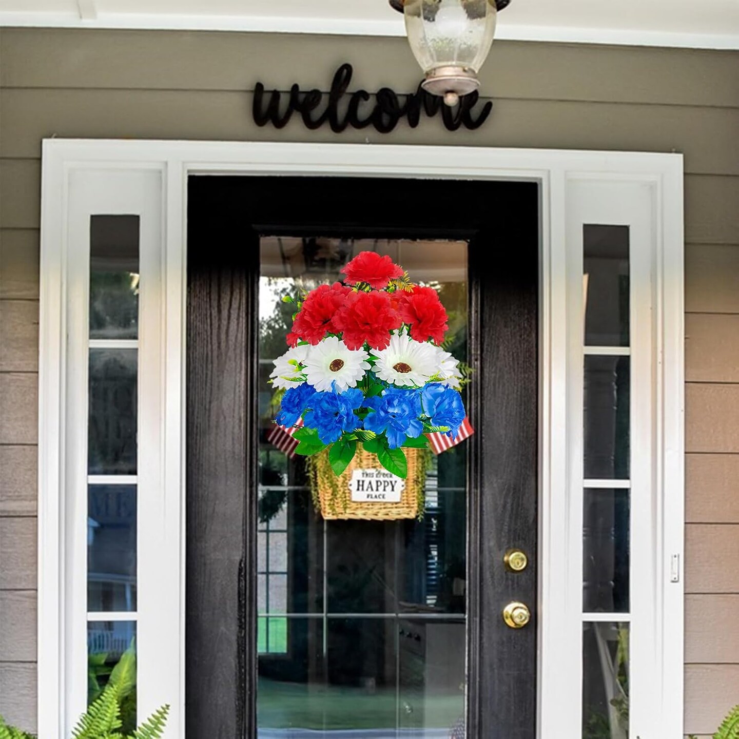2Bundles Patriotic Artificial Flowers Red White and Blue Flowers 4th of July Flowers Silk Flowers Arrangement