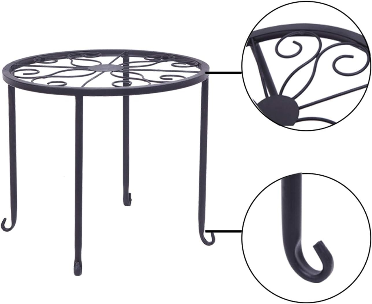 4-in-1 Round Pattern Metal Plant Stand &#x26; Flower Pot Rack