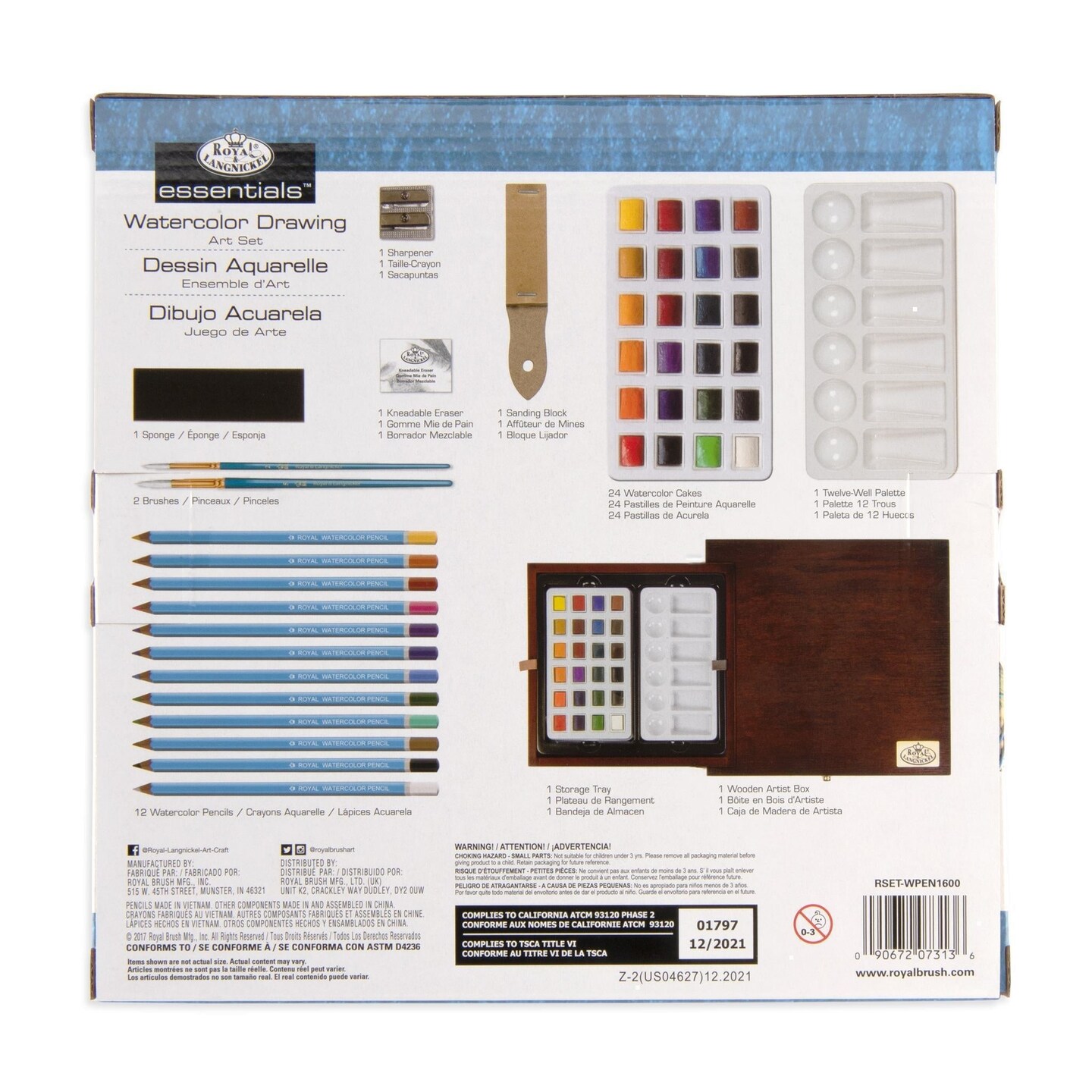 RSET-WPEN1600 | Essentials&#x2122; 45pc Watercolor Drawing Travel Art Set