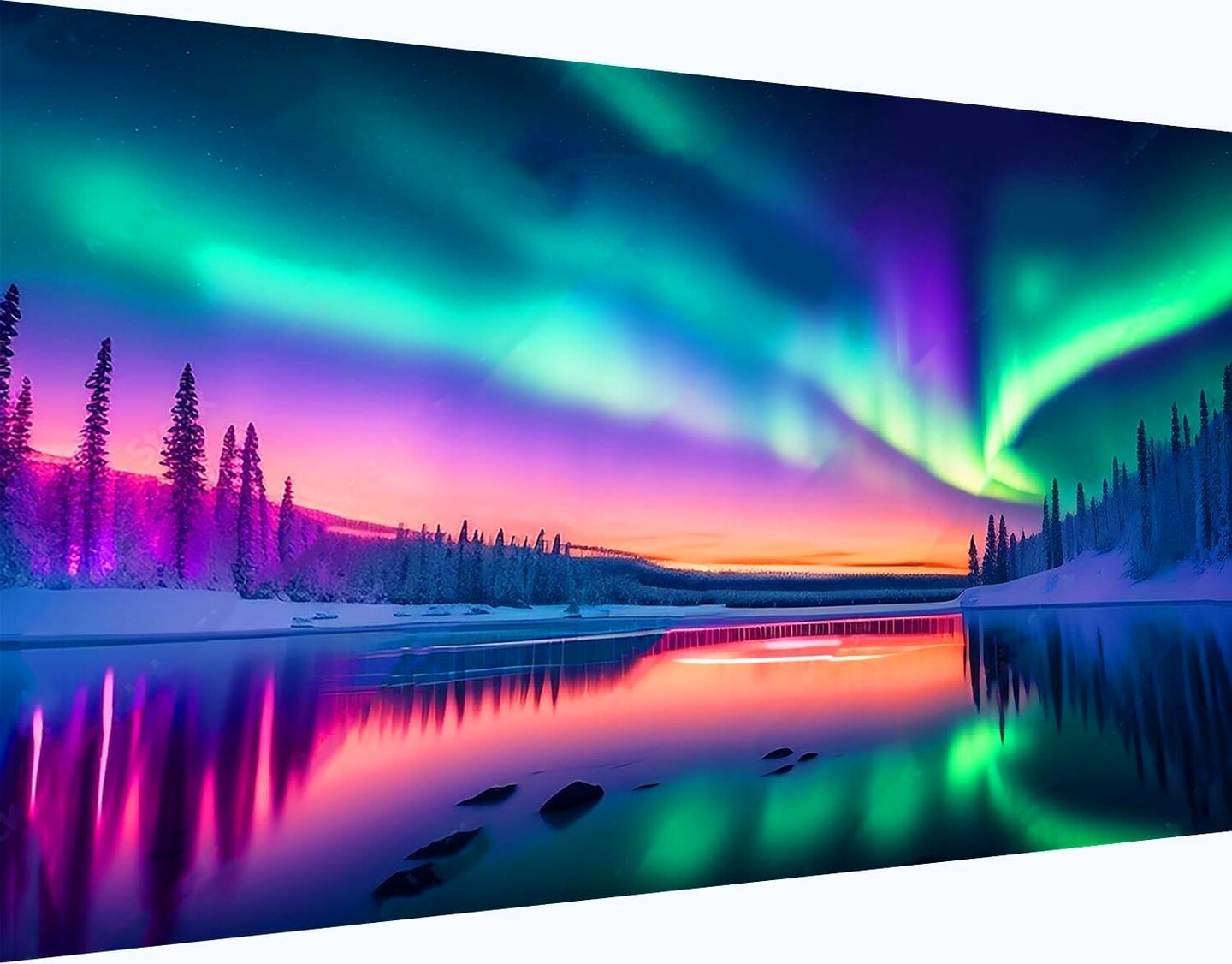 5D Large Diamond Art Painting for Adults-Aurora Diamond Painting Kits for Adults,DIY Lake Full Drill Crystal Rhinestone Arts Crafts,Gem Art for Home Wall Decor 28 X16in