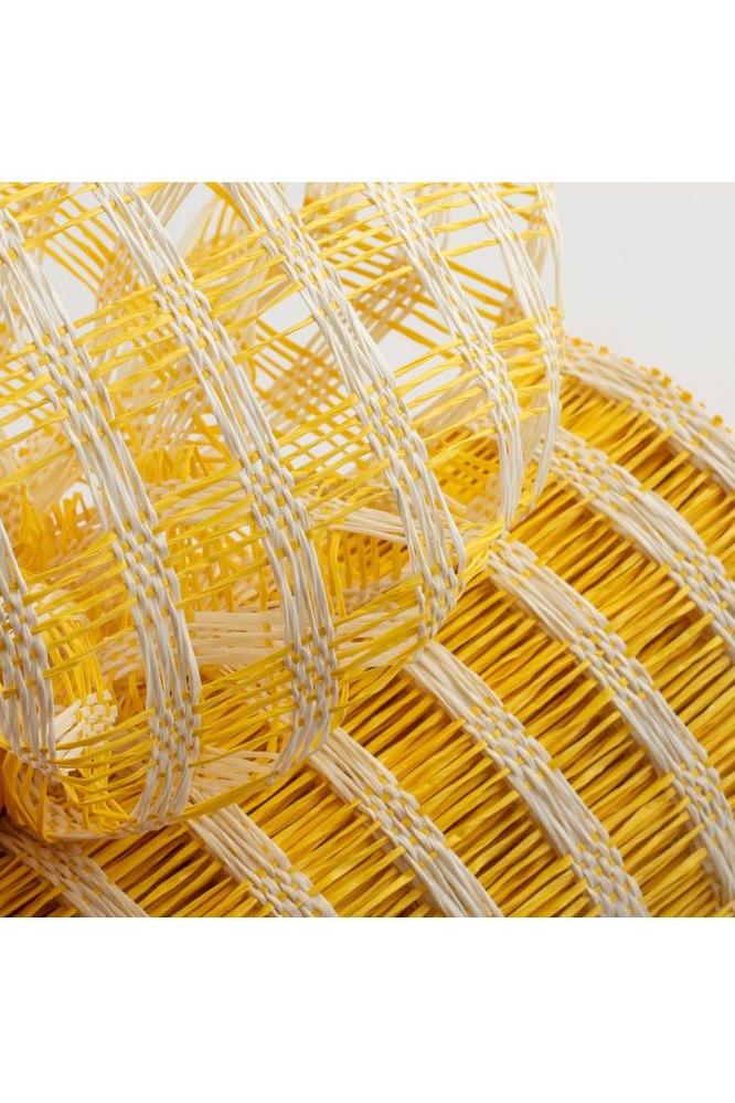 10&#x22; Poly Burlap Check Mesh Ribbon: Yellow &#x26; Cream