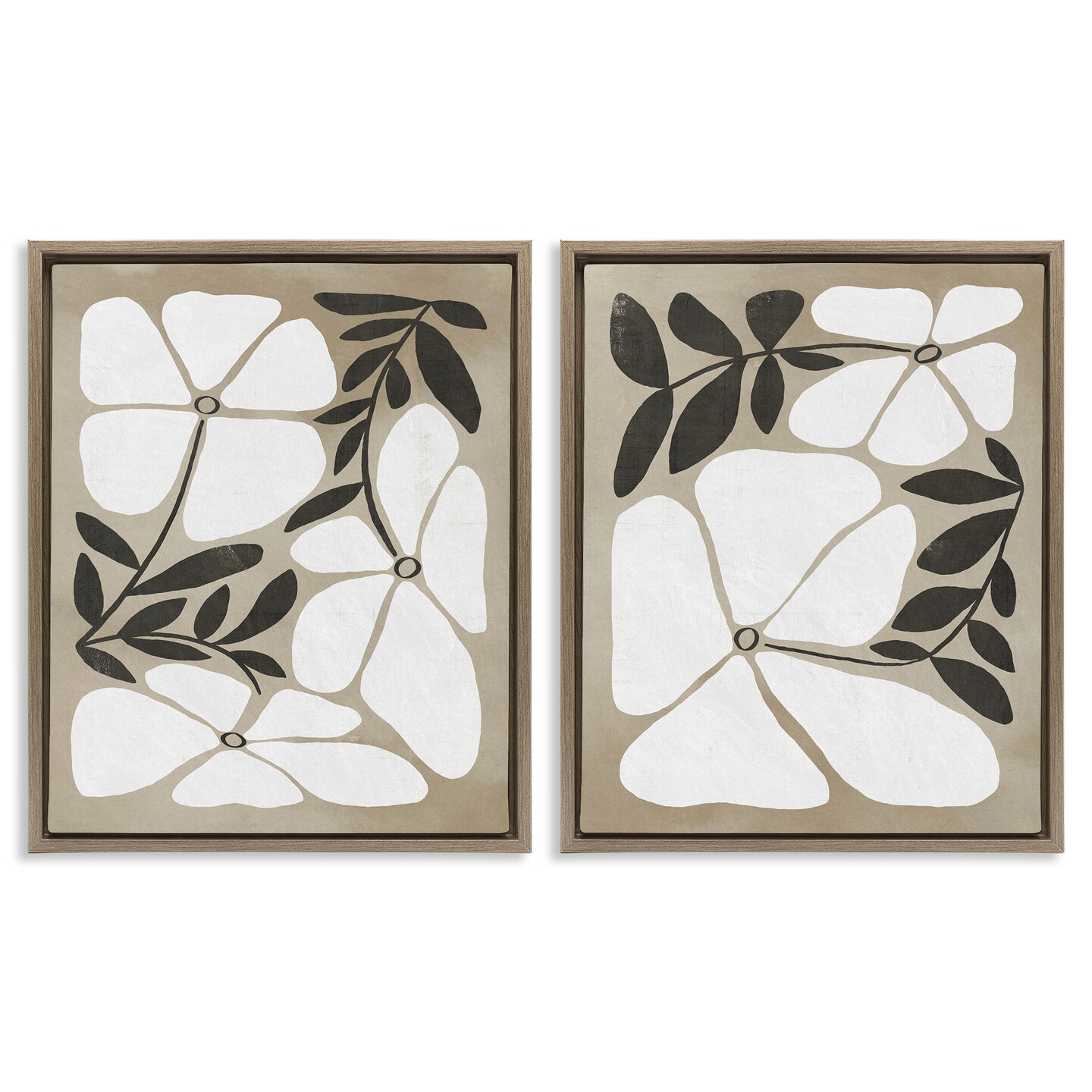 Stupell Industries Neutral Bohemian Flowers 2pc Floating Frame Set Design by Victoria Barnes
