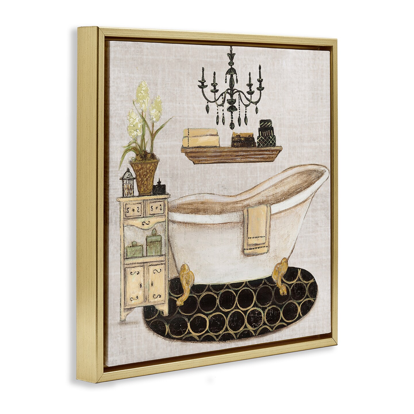 Stupell Industries Serene Vintage Bathtub Floating Frame Design by Janet Tava