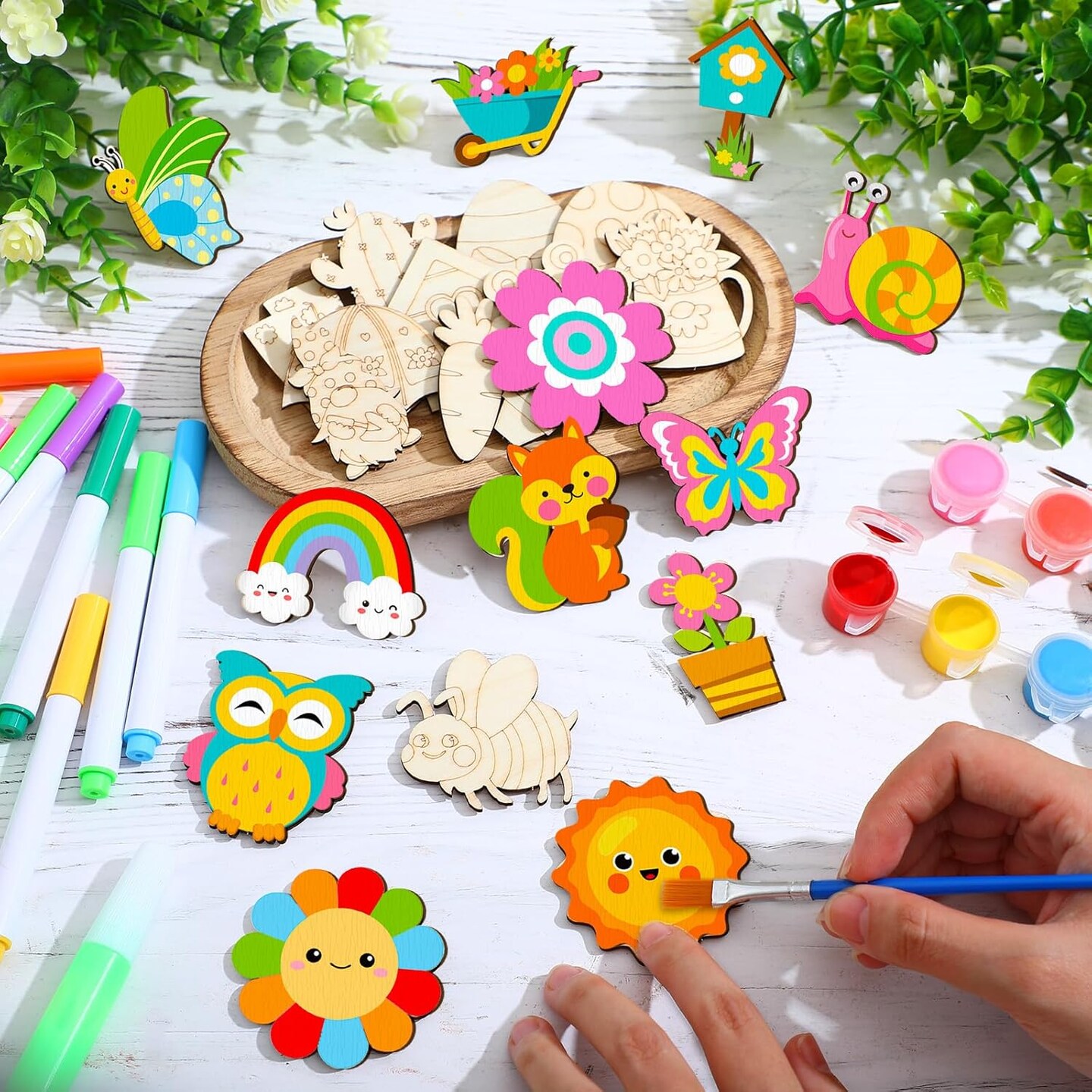 24 Pcs Easter Spring DIY Wooden Magnets